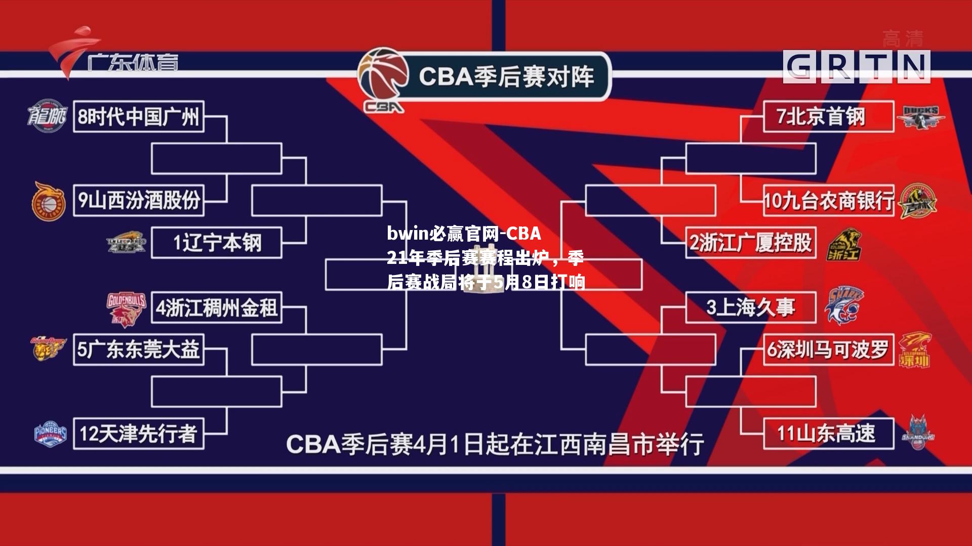 CBA21年季后赛赛程出炉，季后赛战局将于5月8日打响